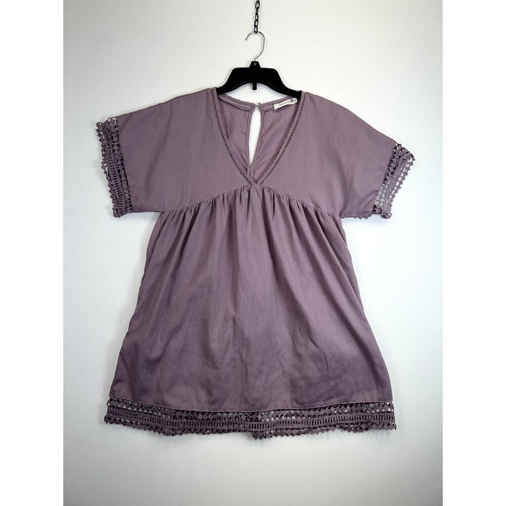 Mustard Seed Blouse Women’s Small Grey Short Sleeve Polyester Blend